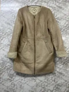 冬物処分✨最終価格✨ベージュ ムートンコート ボア付き