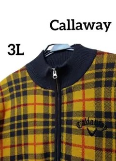 美品キャロウェイ希少大きいサイズ 3L ジップアップセータージャケット 防寒防風