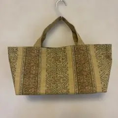 帯リメイク・和装用トートバッグ ベージュとブラウン