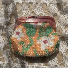 値下げ中！ビーズ装飾 がま口花柄コインケース