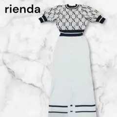 rienda 2WAY Rロゴラインニットワンピース　半袖　パフスリーブ