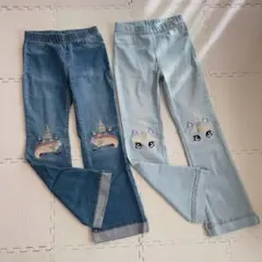 H&Mエイチアンドエム140㎝ユニコーンフレアロングパンツ2点セットウエストゴム