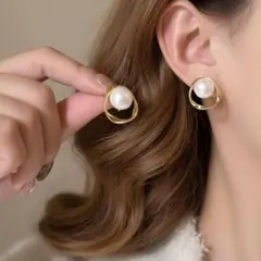 パールピアス　フォーマル　結婚式　ゴールド　高級感　真珠　卒園卒業入学入園