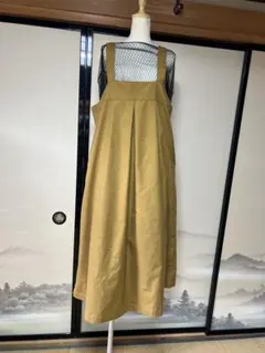 マスタード色 コットンオールインワンM〜Lサイズ