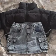 SHEIN ダウンジャケット、デニムスカートセット