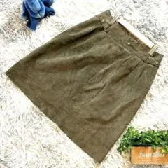 訳アリ【Ante Lieve】ひざ丈スカート（1）オリーブドラブ 裏地ほつれ