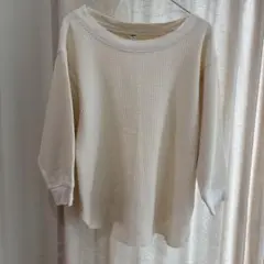 UNIQLO ユニクロ 7分袖ワッフルカットソー 白 Sサイズ