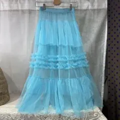 チュールスカート　水色