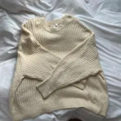 H&M リブニット セーター アイボリー XL
