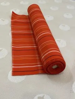 着物反物◆　オレンジ ストライプ アンティーク　はぎれ