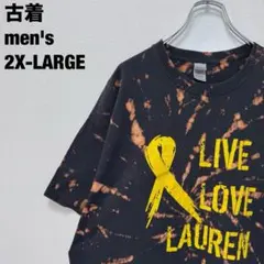 ギルダン Tシャツ ラブラブローレン ブリーチ タイダイ ブラック 2XL 古着
