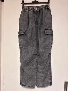 ★お値下げ★ブラック(ウォッシュ)カーゴパンツ ウエスト総ゴム