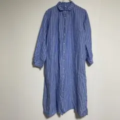 美品 無印良品 良品計画 使える☆ リネン100％ シャツ L ネイビー