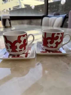 カップとソーサー 2個セット　ポーセラーツ