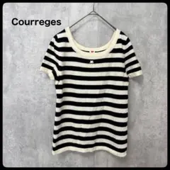 # 【courreges】クレージュ ボーダー ニット半袖カットソー ロゴ刺繍のサムネイル