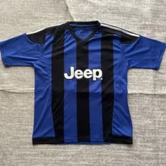 Jeep 青と黒 ストライプ Vネックシャツ