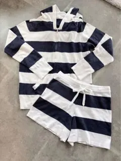 GELATO PIQUE ボーダー柄パーカー ショートパンツ ルームウェア①