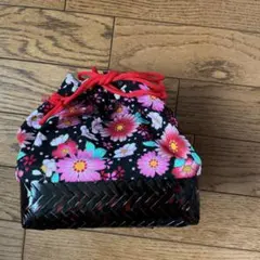 花柄巾着型和装用バッグ