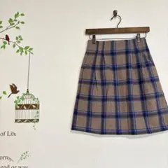 mysty woman /ウール混チェック膝上タックスカート ウエスト後ろゴムFのサムネイル