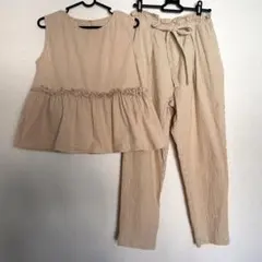 アズール 夏 涼感 ノースリーブ セットアップ ストライプ パンツ