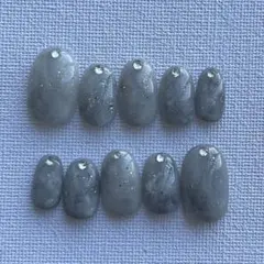 【現品販売】グレーネイル ニュアンスネイル シンプルネイル シルバーネイル