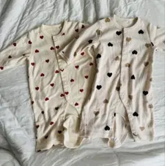 ロンパース　セット　ハート柄　60 70 カバーオール