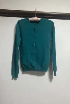 ユニクロ　カシミヤ100% クルーネック　カーディガン　グリーン　S