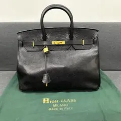◇HIGH-CLASS レザーバッグ　ブラック　ハンドバッグ　黒色　管6857