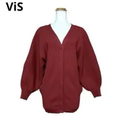 ヴィス　ViS　レディース　カーディガン　F　レッド系　美品のサムネイル
