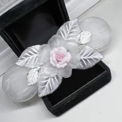 アンチック　バラ　モチーフ　バレッタ