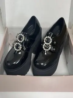 BUBBLESダブルバックル厚底シューズ 23〜23.5cm 黒【箱付】のサムネイル