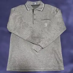 あったか裏起毛 長袖ポロシャツグレー