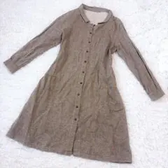Sun Valley サンバレー 綿麻 ヘリンボーン シャツワンピース［A68］のサムネイル