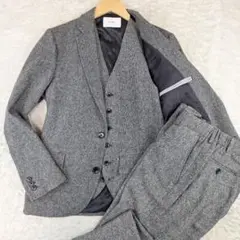 INHERIT スリーピース　スーツセットアップ　霜降り　グレー　S