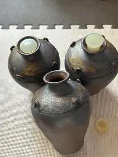 新品未使用品】信楽焼・明山窯 焼酎サーバー 火色金小紋 2200cc