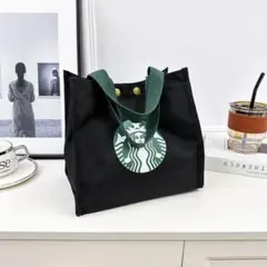 【保温保冷】スターバックストートバッグランチバッグ弁当バッグ　黒