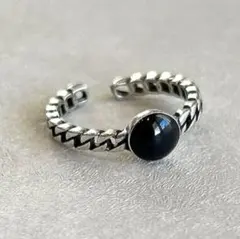 silver925 ブラックチェーンリング　シルバー925