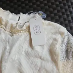 axes アイボリー袖 レース カットソー
