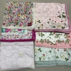 セリーヌ含 ハンカチ6枚セット 花柄 レース まとめ売りのサムネイル