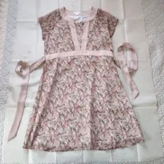 花柄 Vネックワンピース ピンク系　授乳期用