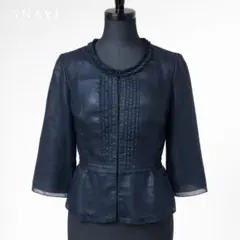 ANAYI シフォンジャケット フリル ネイビー 38 上品 きれいめ