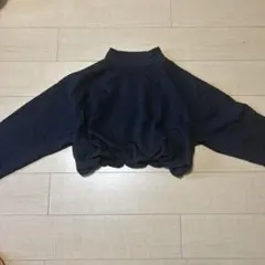 黒 クロップド丈 スウェット トップス 長袖
