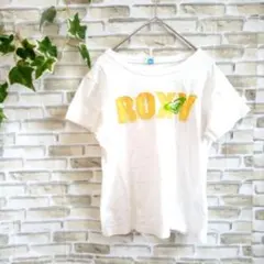 ロキシー　ROXY　ロゴ　Tシャツ　白　Ⅿ　半袖　ホワイト　イエロー　トップス