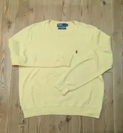 Polo by Ralph Lauren イエロー コットンニット 前V 90s