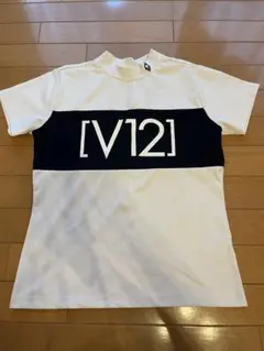 V12 モックネックシャツ ホワイト ブラックのサムネイル