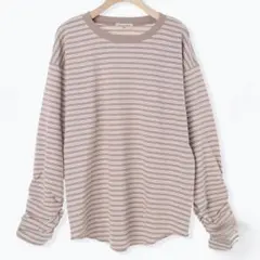 【新品】リップル柄アソート袖シャーリングカットソー サマンサモスモス