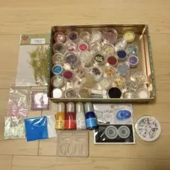 レジン 素材 パーツ まとめ売り 大量 宝石の雫 モールド付 オーロラ ラメ