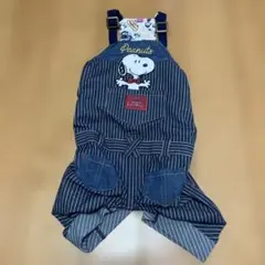 PEANUTS スヌーピー犬服 ストライプ　　　　サロペット　　Sサイズ