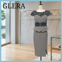 GLERA グレラ キャバドレス L グレー レース ペプラム タイト 膝丈のサムネイル