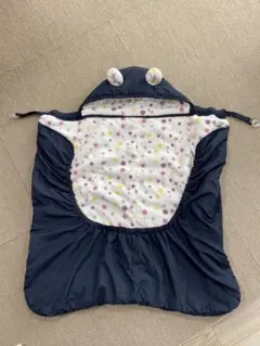 おくるみ　防寒ケープ　ブランケット　フード付き　ネイビー